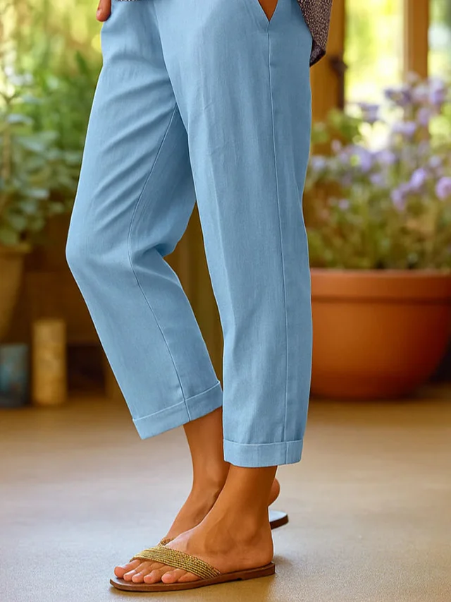Damen Unifarben Lang Hose Lässig Frühling/Herbst Hose