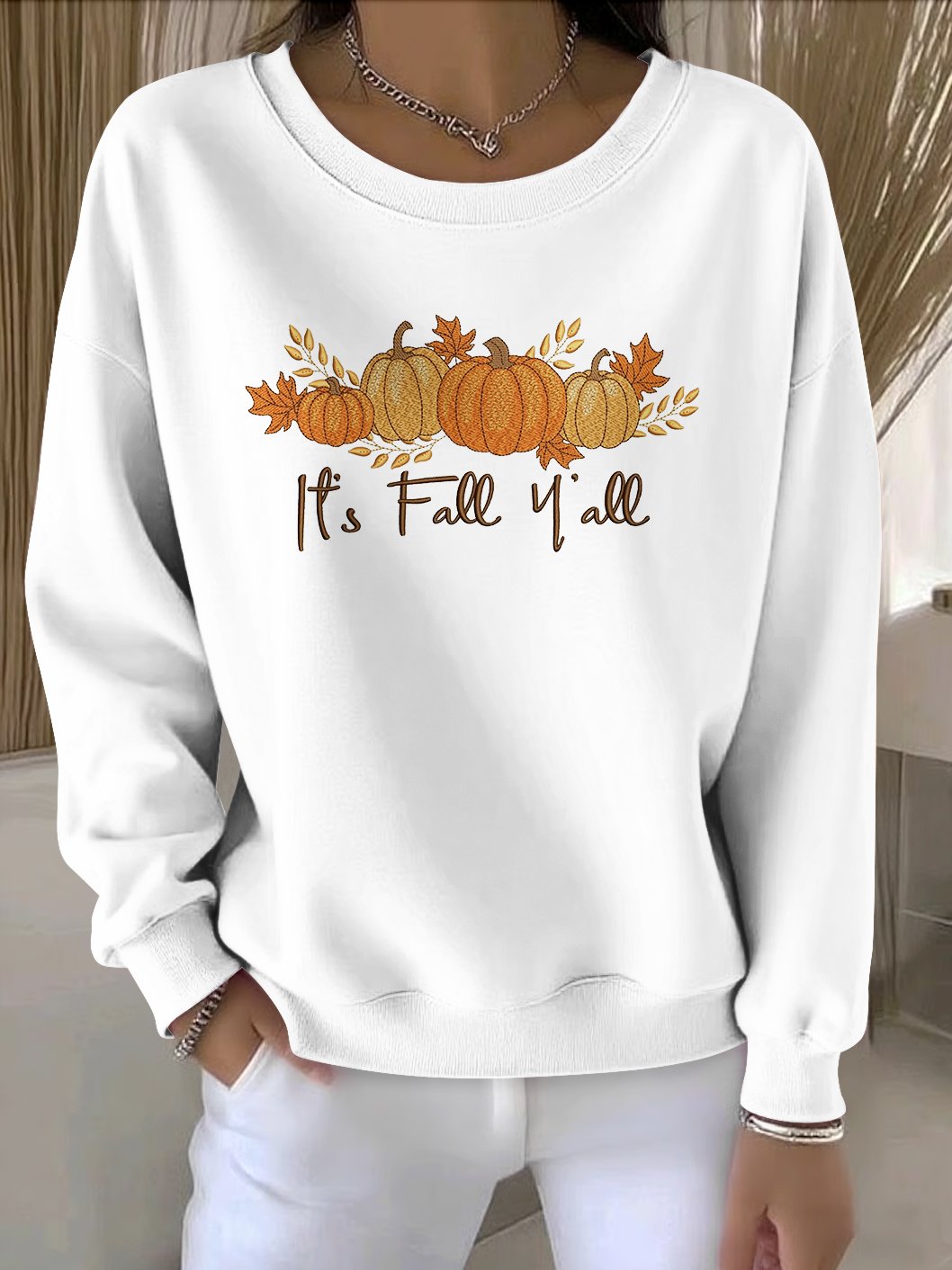 Lässig Rundhals Geblümt Sweatshirt