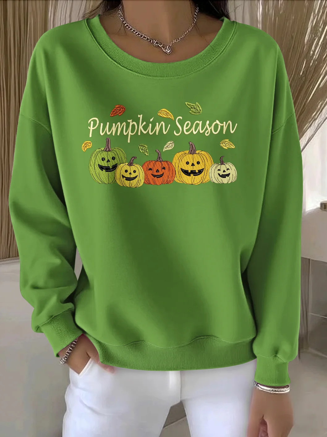 Lässig Rundhals Geblümt Sweatshirt