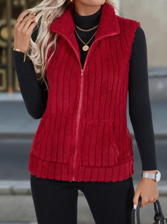 Damen Herbst und Winter Fashion Lässig Einfach Ärmellos Vielseitig Tanktop Jacke