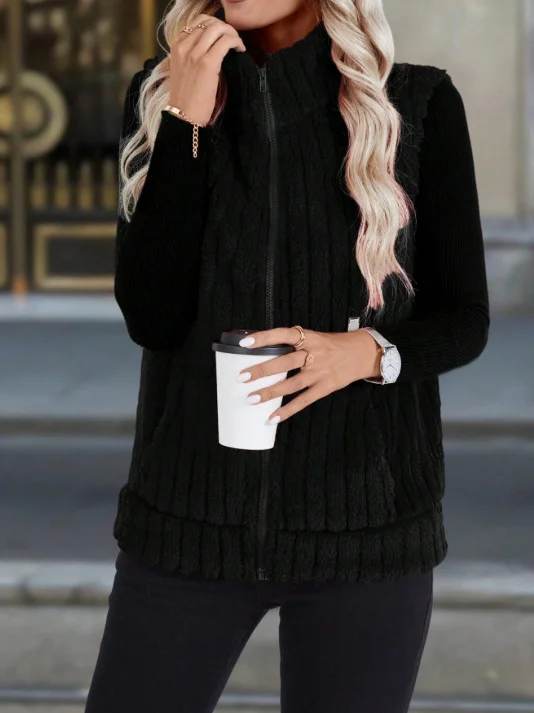 Damen Herbst und Winter Fashion Lässig Einfach Ärmellos Vielseitig Tanktop Jacke