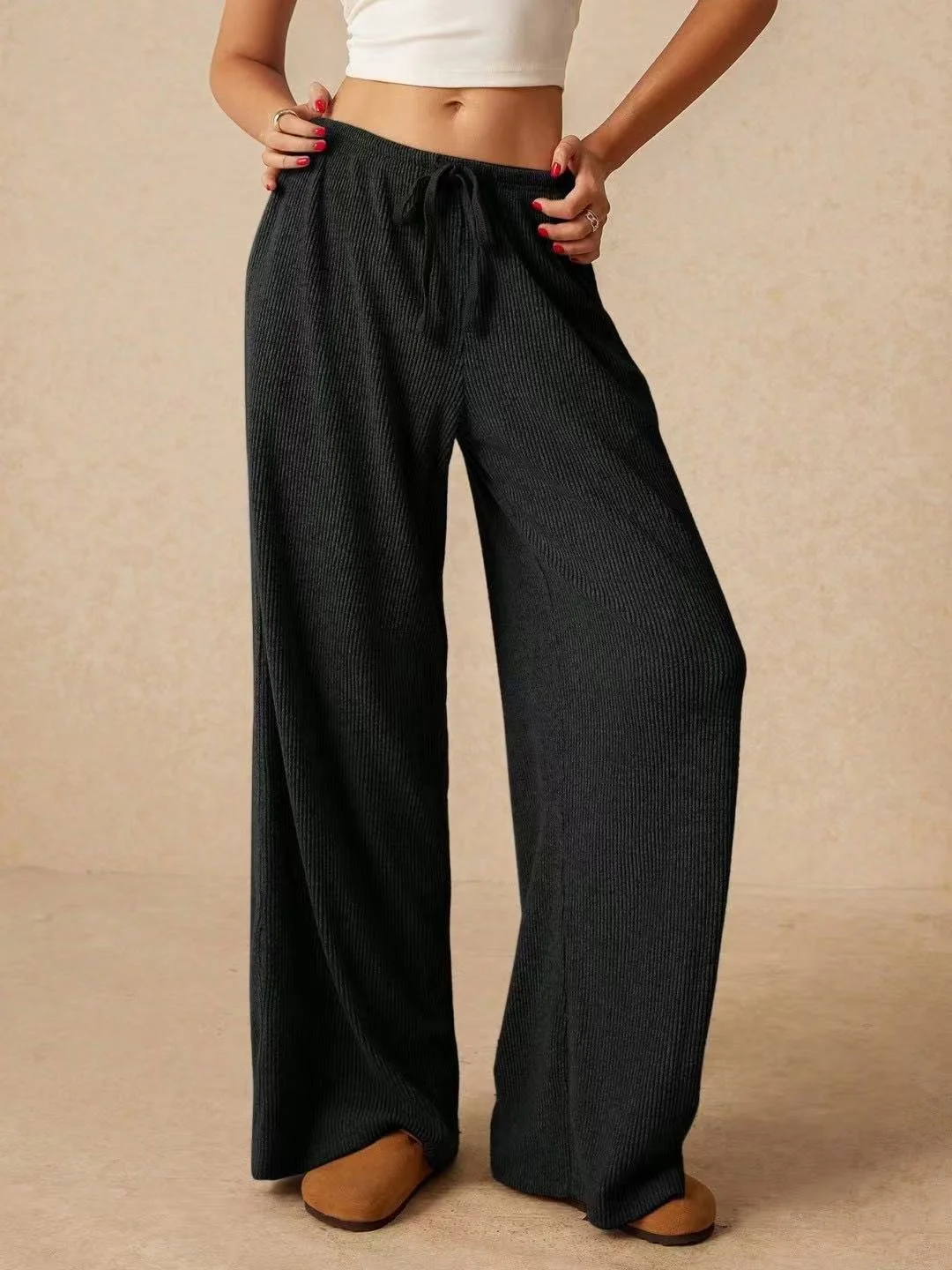 Damen Unifarben Lang Elastische Taille Hose Lässig Frühling/Herbst Hose