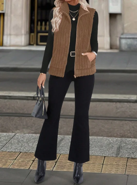 Damen Herbst und Winter Fashion Lässig Einfach Ärmellos Vielseitig Tanktop Jacke