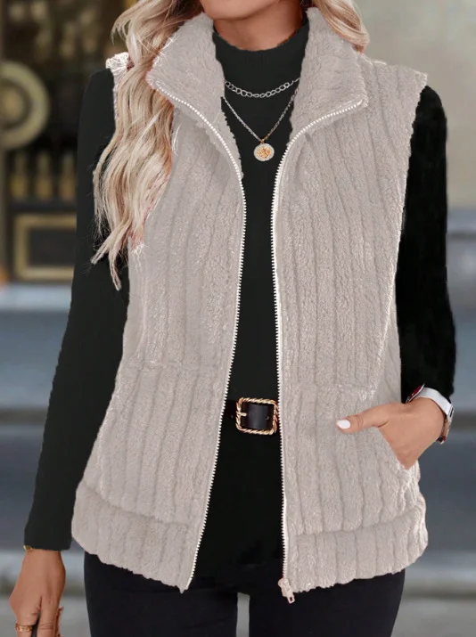 Damen Herbst und Winter Fashion Lässig Einfach Ärmellos Vielseitig Tanktop Jacke