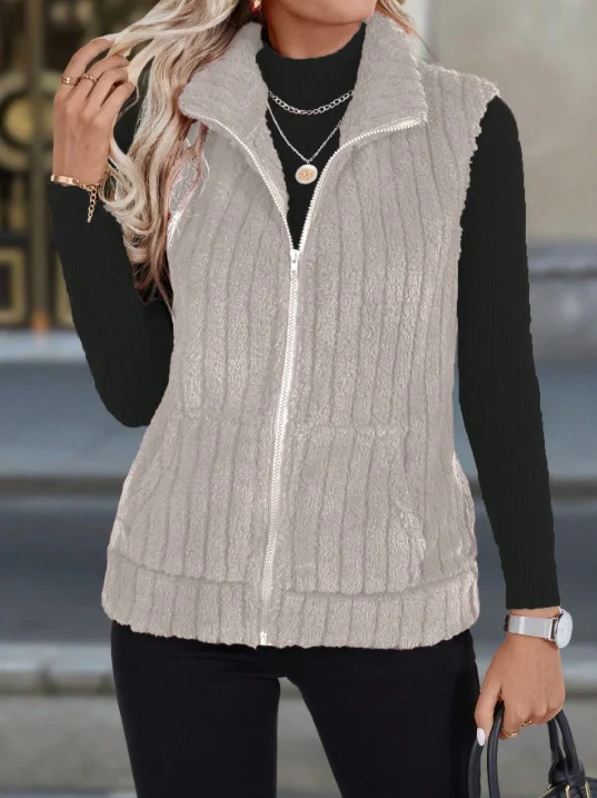 Damen Herbst und Winter Fashion Lässig Einfach Ärmellos Vielseitig Tanktop Jacke