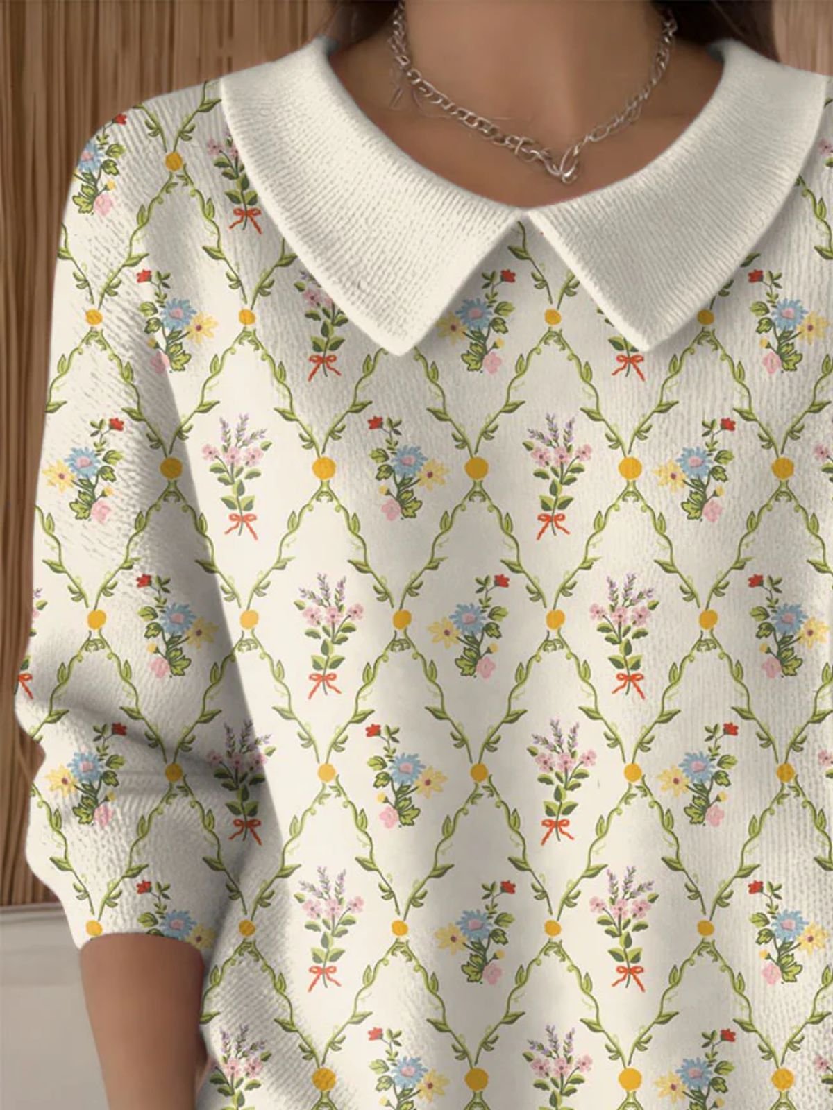 Damen Baumwolle Geometrisch Langarm Bequem Lässig Pullover