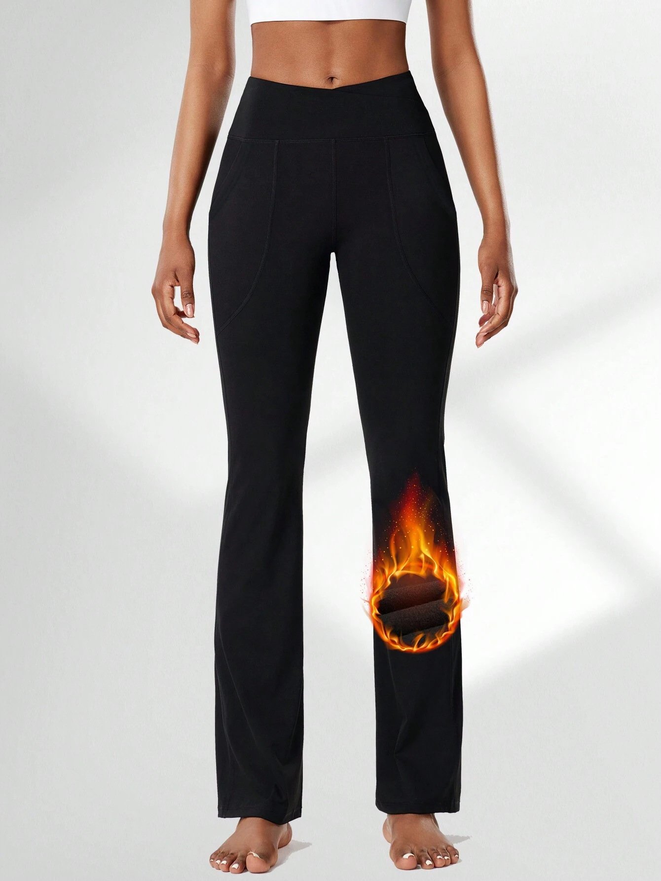 Damen Unifarben Lang Hose Lässig Winter Hose