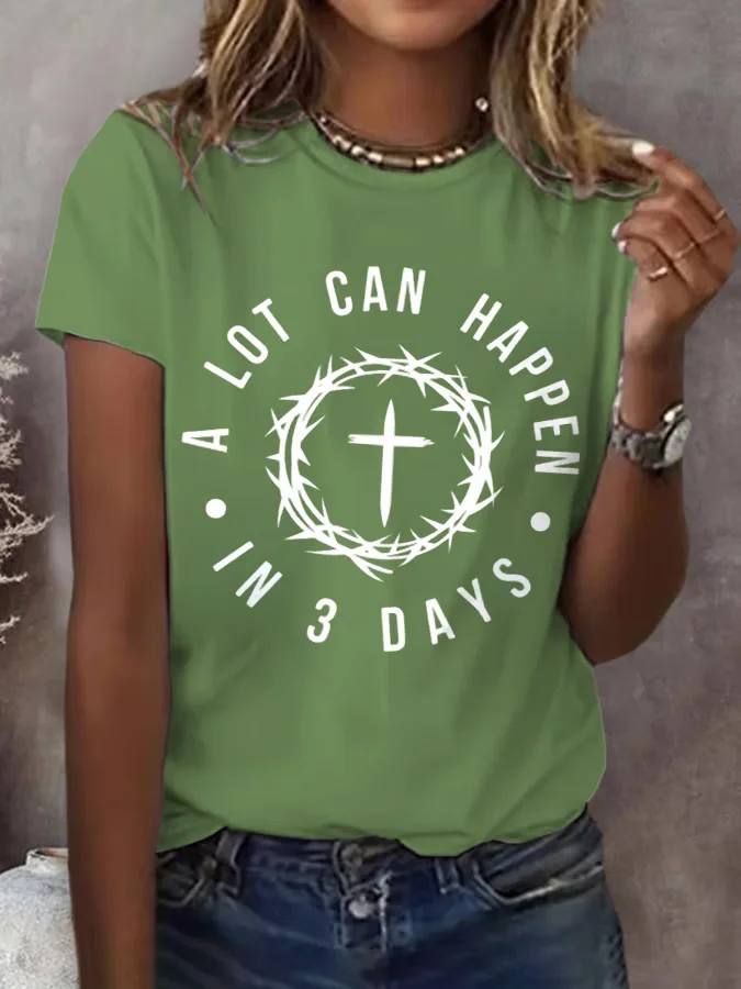 Lässig Kreuz Rundhals Kurzarm T-Shirt