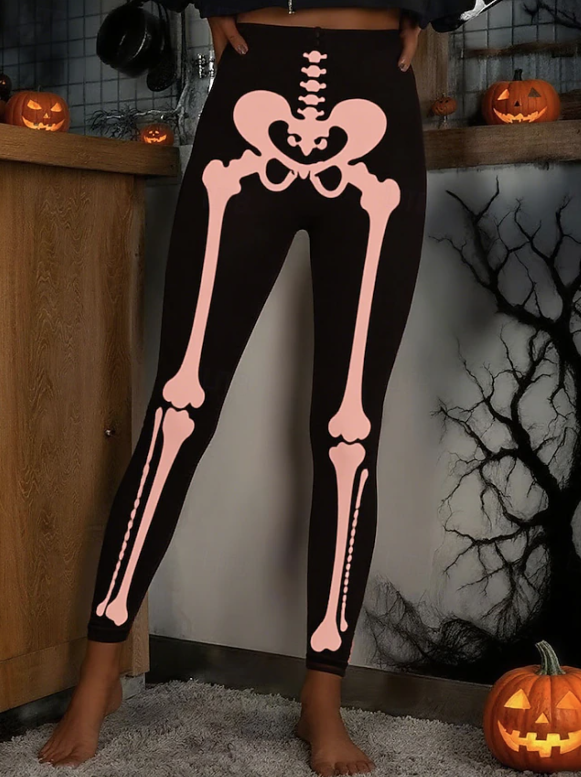 Damen Halloween Retro Alle Jahreszeiten Lang Leggings