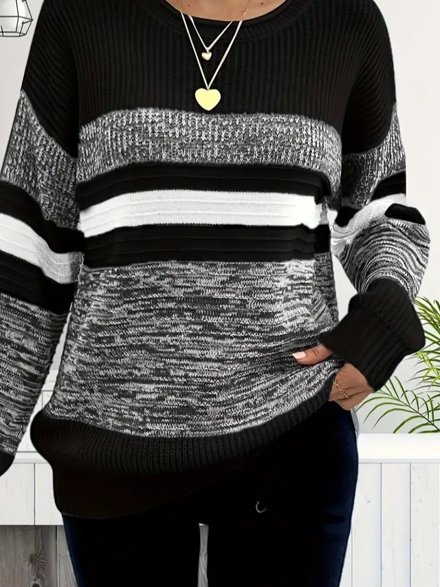 Damen Abstrakt Langarm Bequem Lässig Print Pullover