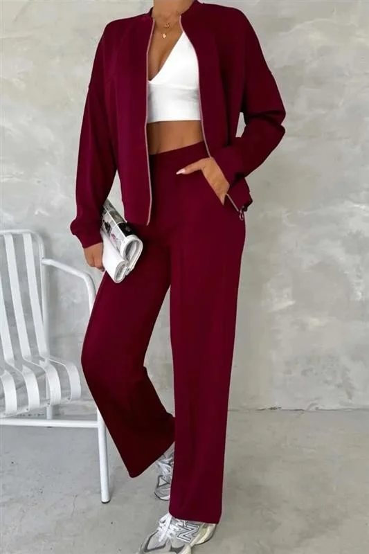 Damen Unifarben Zweiteiliges Set Täglich Langarm Lässig Frühling/Herbst Bluse mit Hose Matching Set
