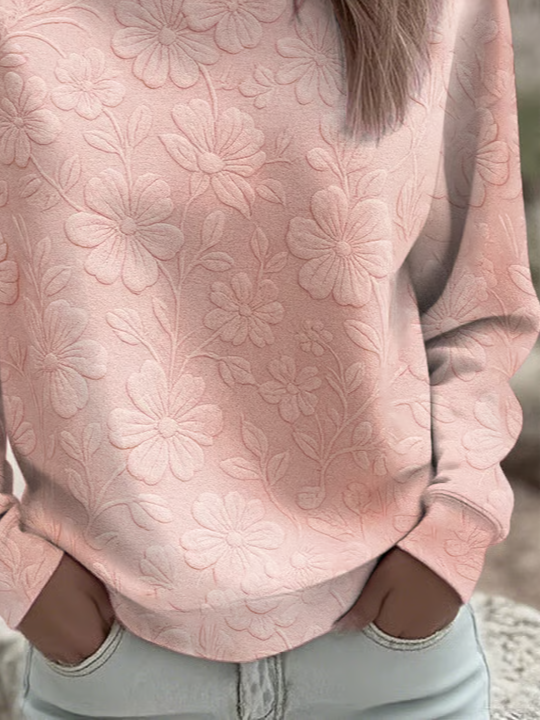 Lässig Rundhals Geblümt Sweatshirt Print