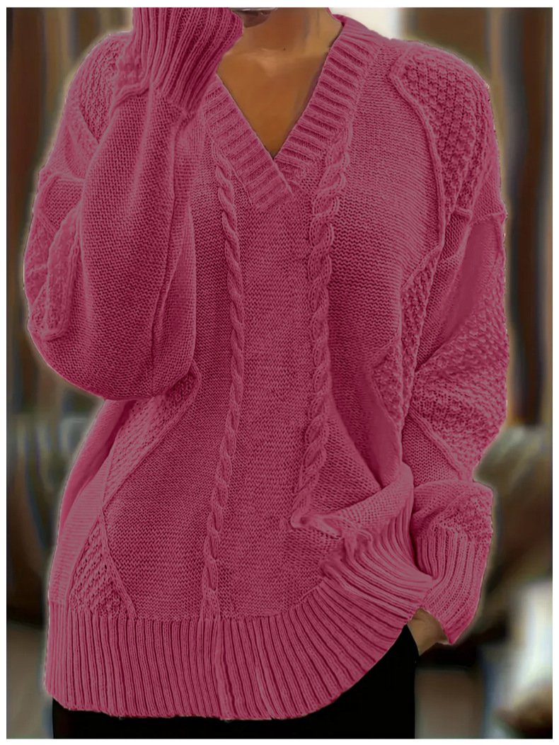 Damen Baumwolle Unifarben Langarm Bequem Lässig Pullover