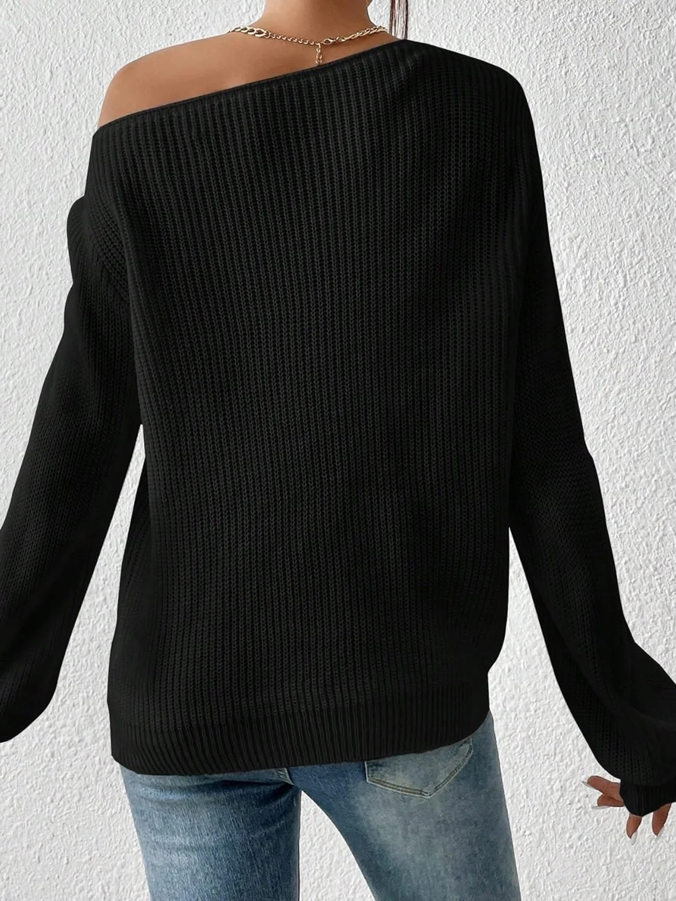 Damen Baumwolle Unifarben Langarm Bequem Lässig Pullover