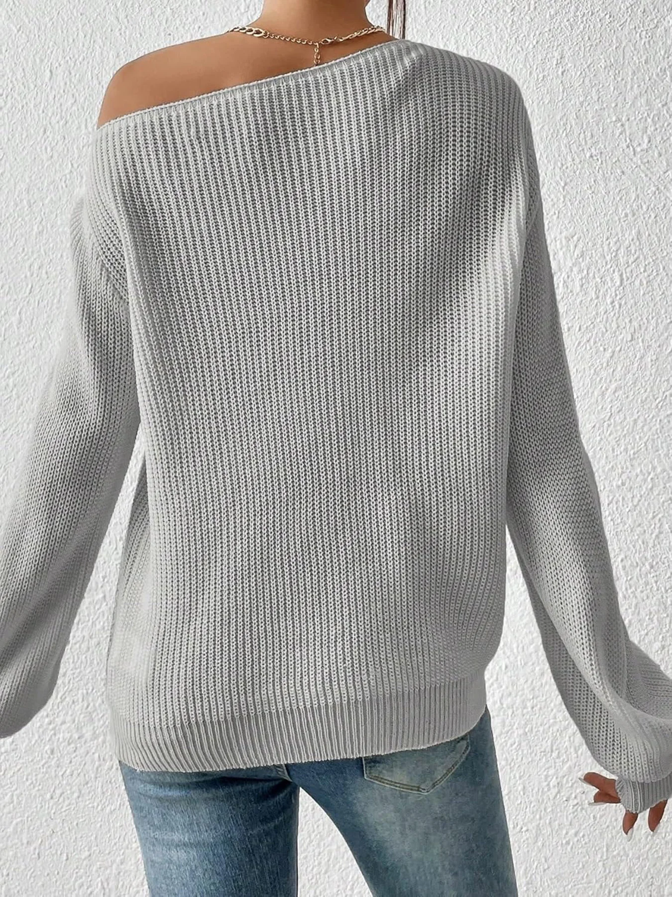 Damen Baumwolle Unifarben Langarm Bequem Lässig Pullover