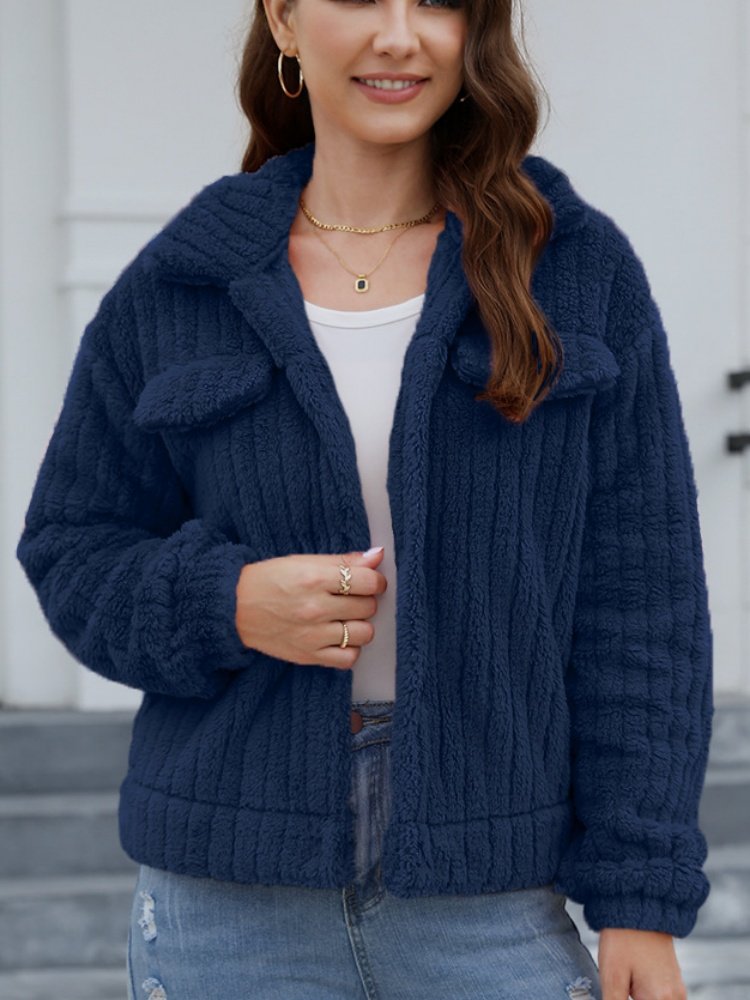 Damen Frühling/Herbst Oberbekleidung Retro Nahtverarbeitung Unifarben Langarm Schalkragen Jacke