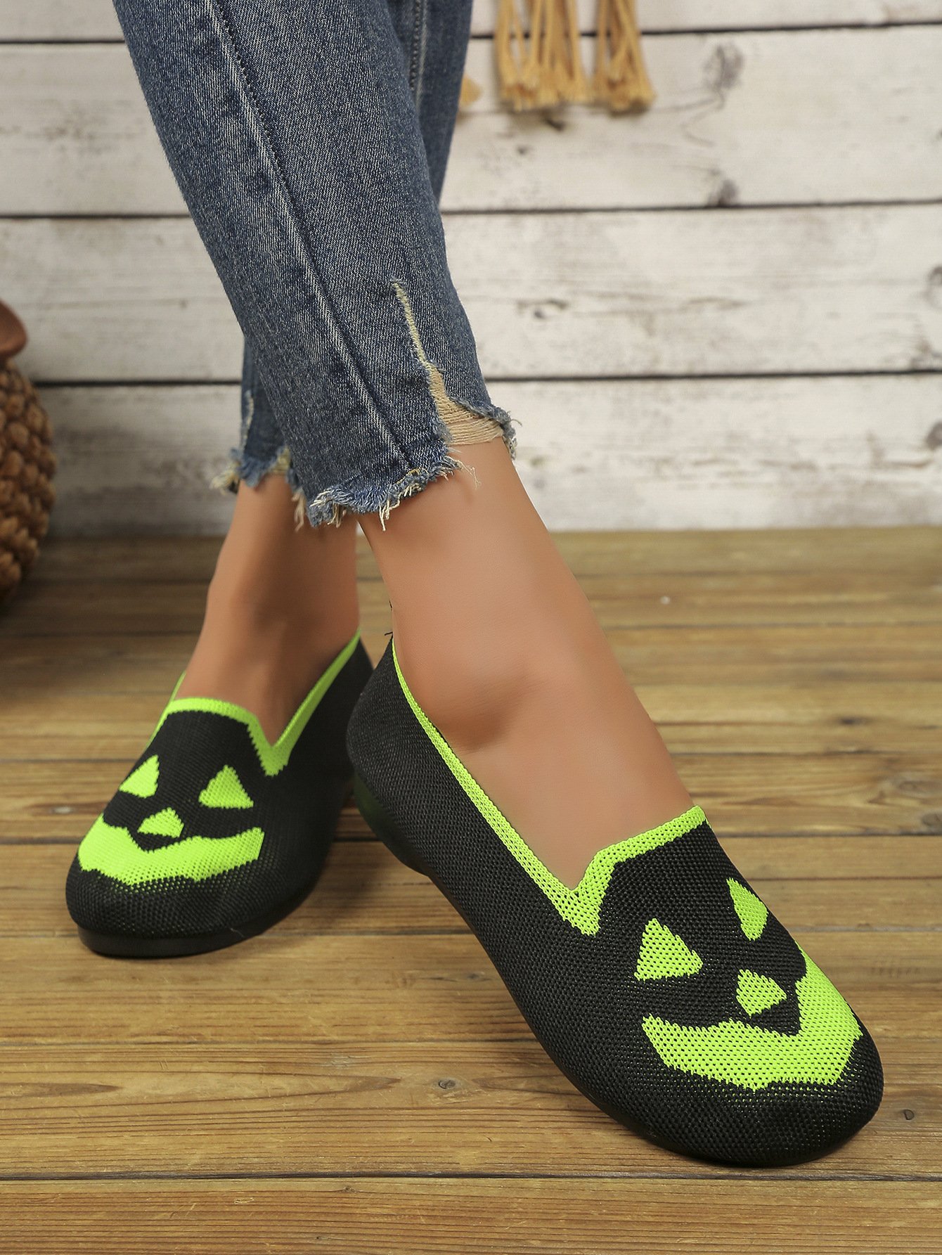Lässig Geometrisch Slip On Flach Flache Schuhe
