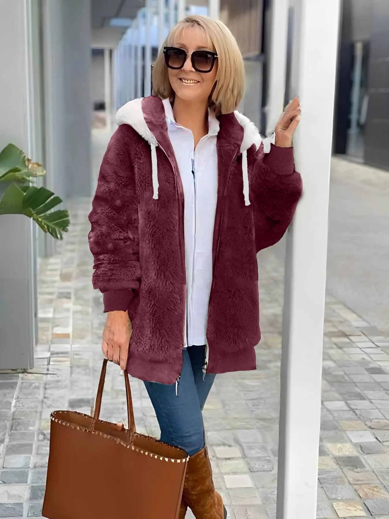 Damen Winter Oberbekleidung Retro Unifarben Langarm Schalkragen Jacke