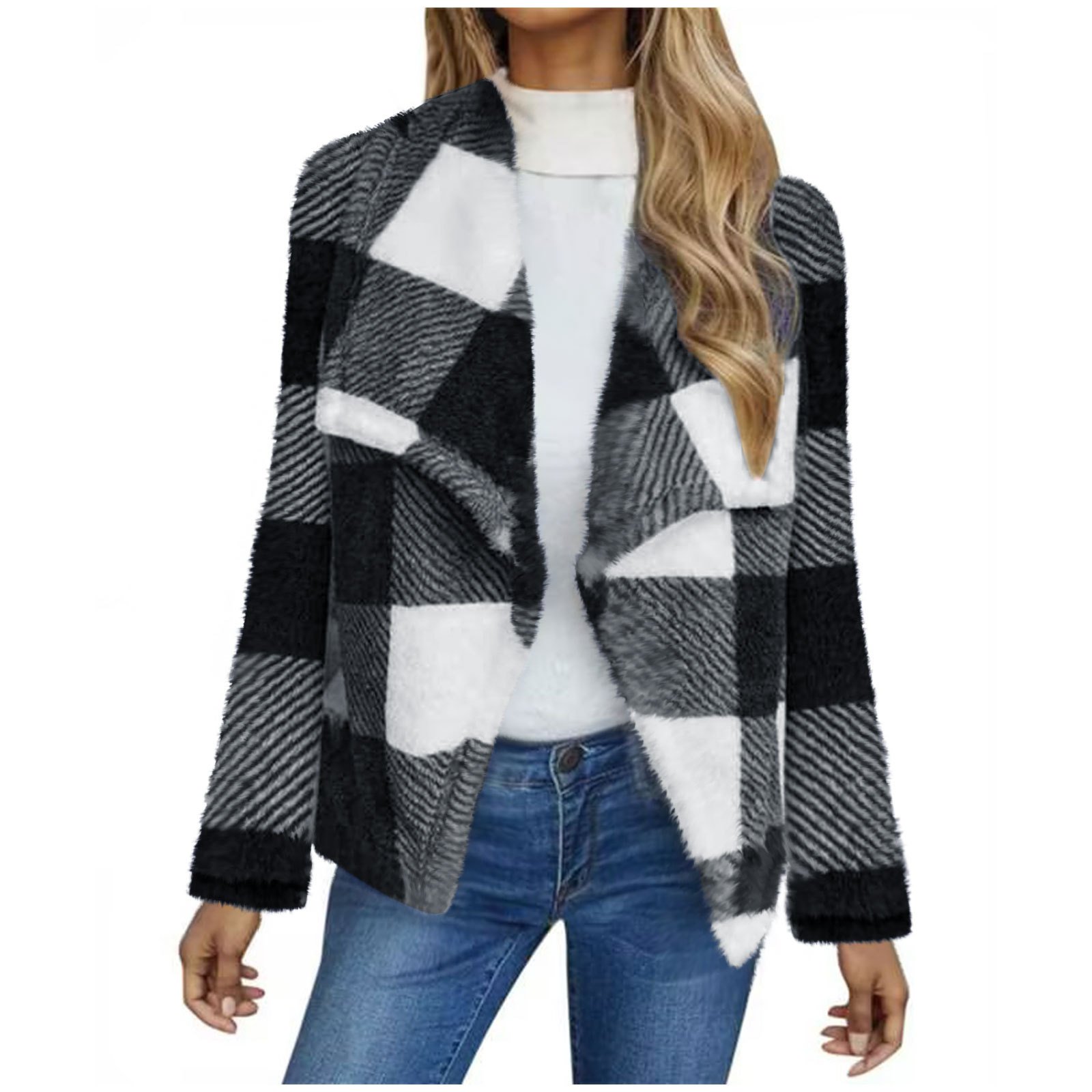 Damen Frühling/Herbst Oberbekleidung Lässig Gestreift Langarm Schalkragen Jacke