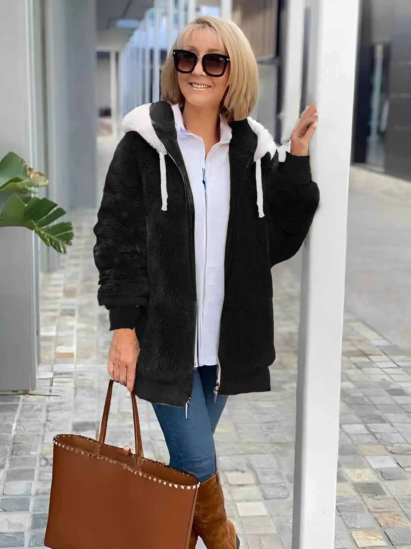 Damen Winter Oberbekleidung Retro Unifarben Langarm Schalkragen Jacke