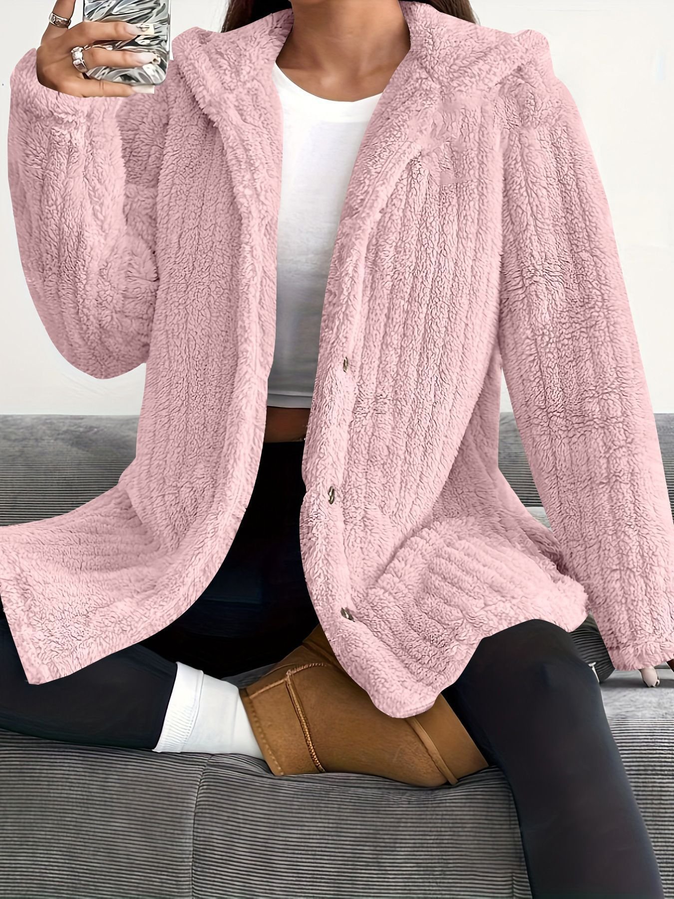 Damen Frühling/Herbst Oberbekleidung Lässig Unifarben Langarm Kapuze Jacke