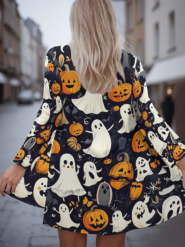 Damen Frühling/Herbst Oberbekleidung Retro Halloween Langarm V-Ausschnitt Jacke