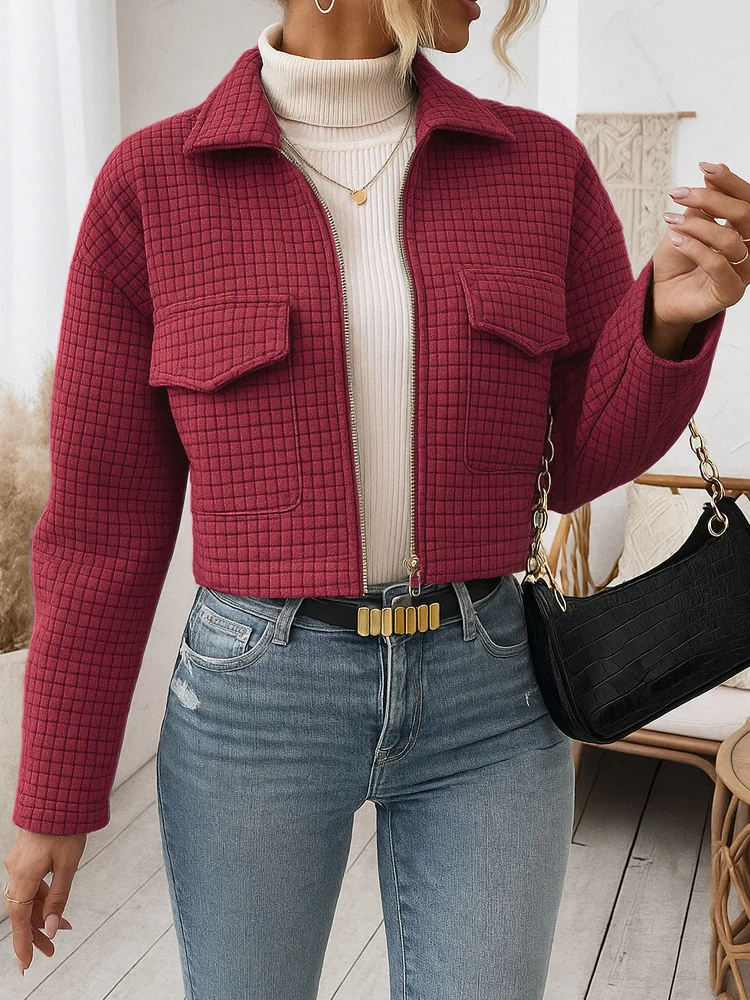 Damen Frühling/Herbst Oberbekleidung Lässig Unifarben Langarm Schalkragen Jacke