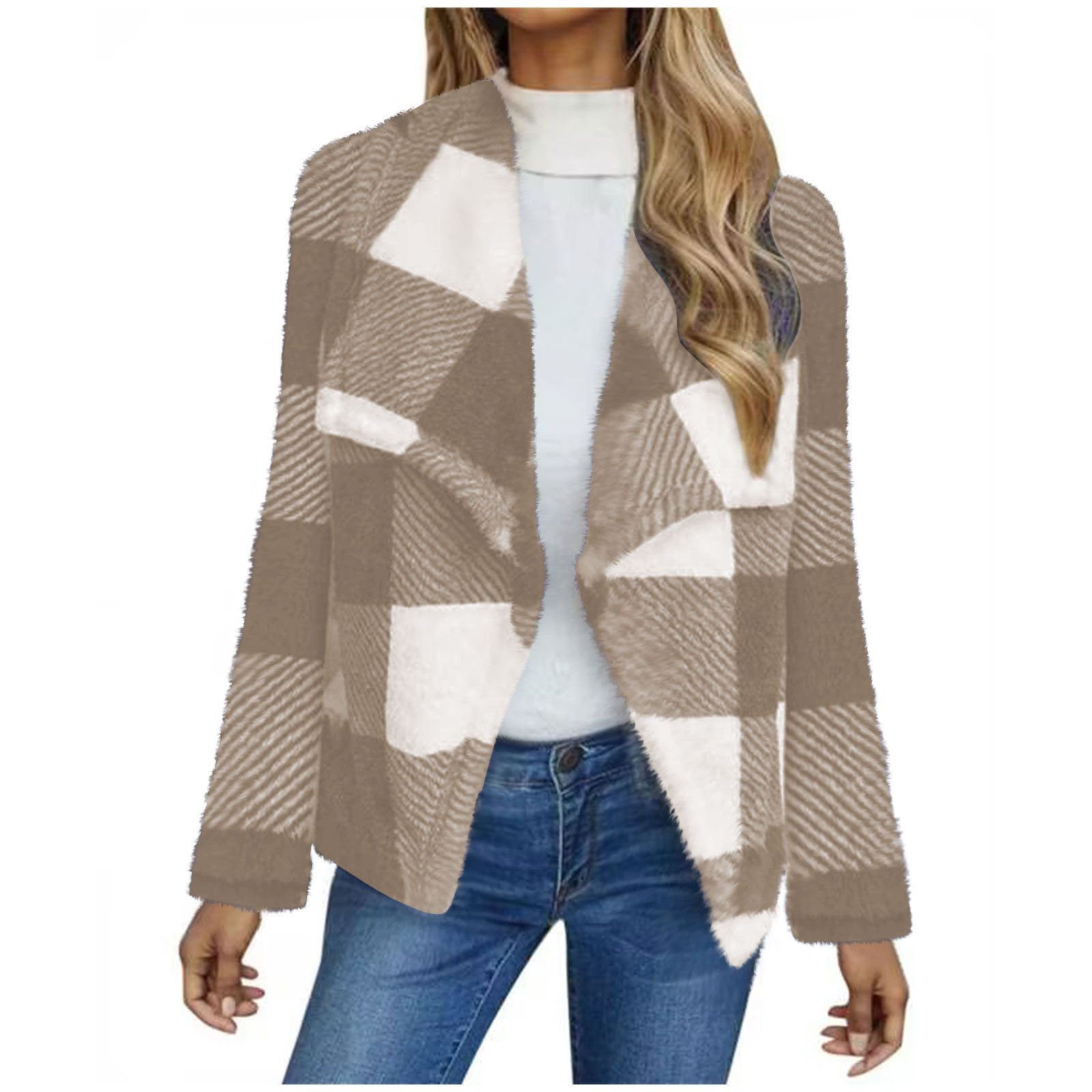 Damen Frühling/Herbst Oberbekleidung Lässig Gestreift Langarm Schalkragen Jacke