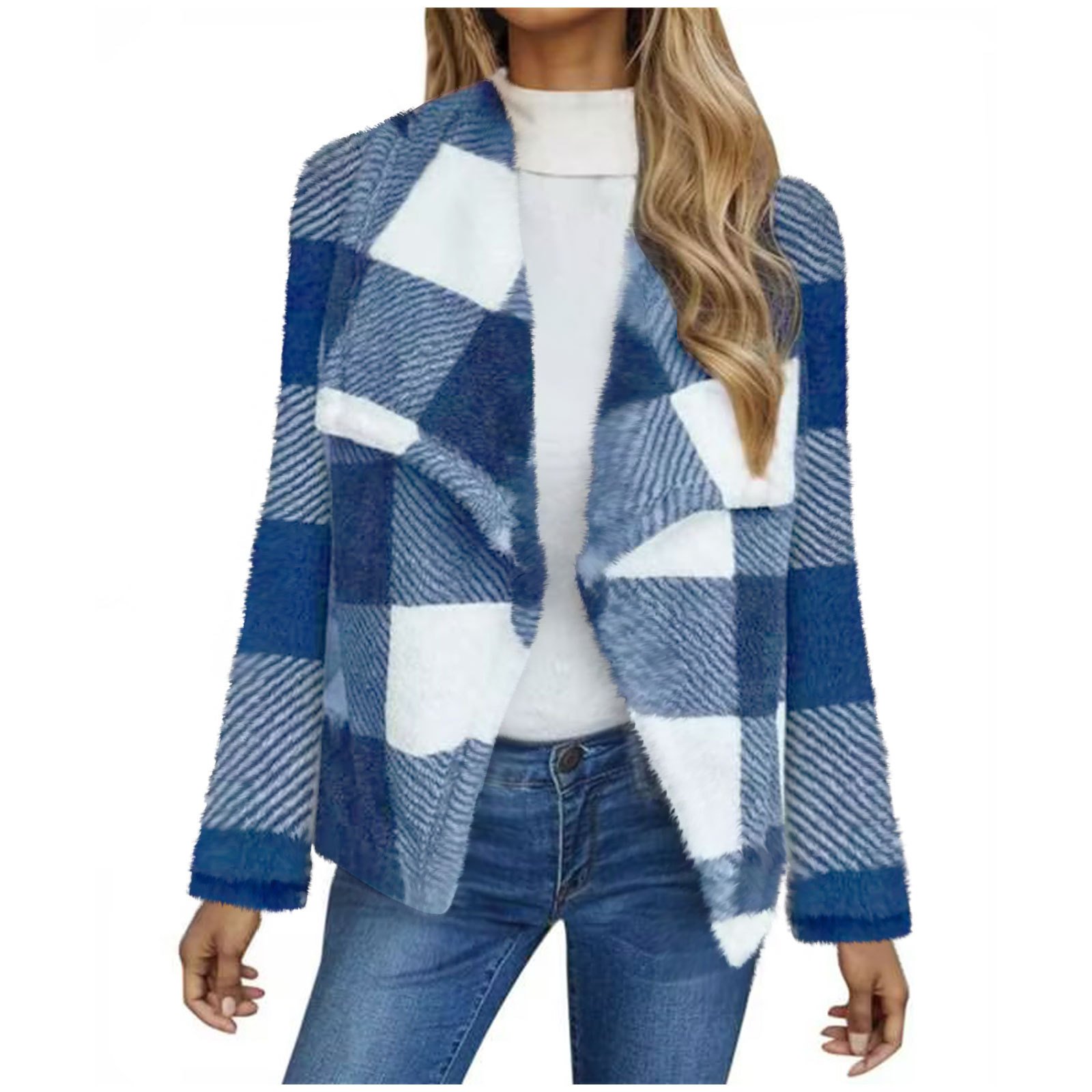 Damen Frühling/Herbst Oberbekleidung Lässig Gestreift Langarm Schalkragen Jacke