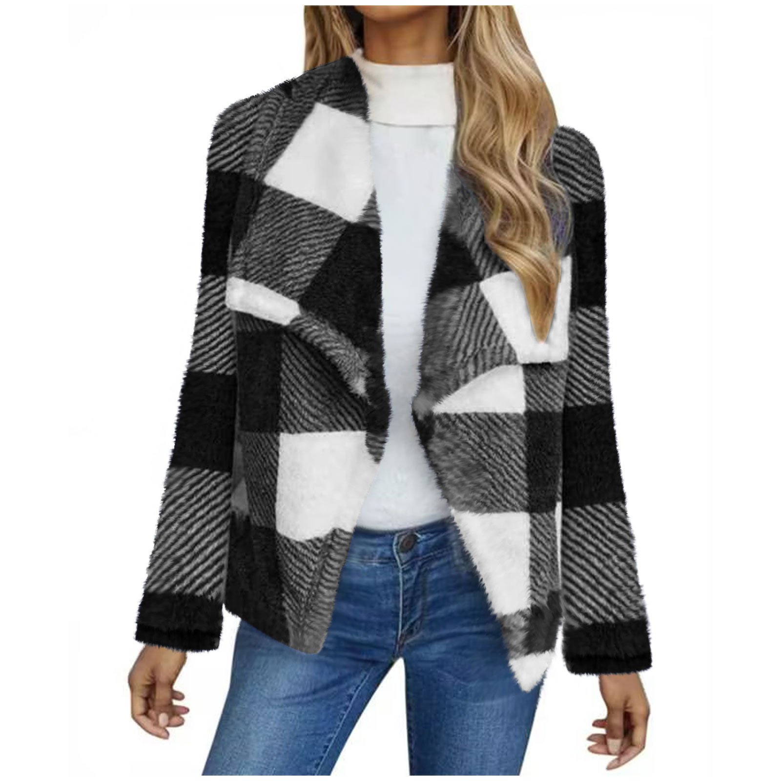 Damen Frühling/Herbst Oberbekleidung Lässig Gestreift Langarm Schalkragen Jacke