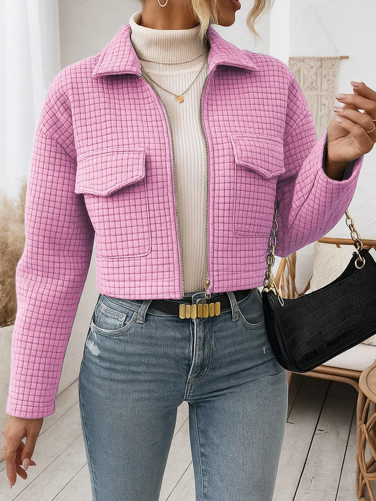 Damen Frühling/Herbst Oberbekleidung Lässig Unifarben Langarm Schalkragen Jacke