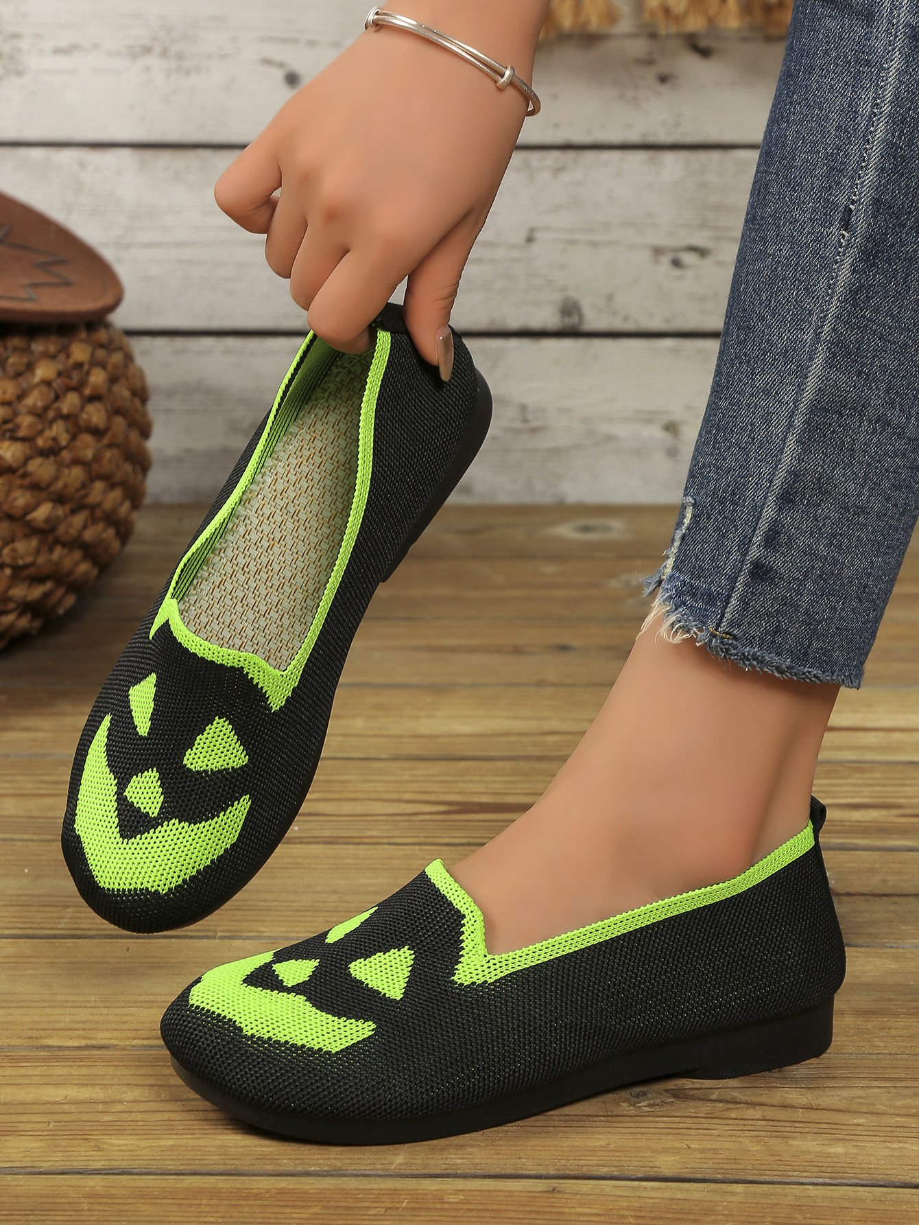 Lässig Geometrisch Slip On Flach Flache Schuhe