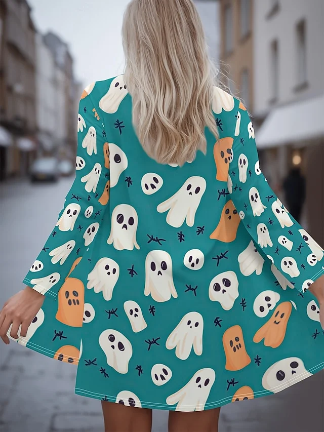 Damen Frühling/Herbst Oberbekleidung Retro Halloween Langarm V-Ausschnitt Jacke