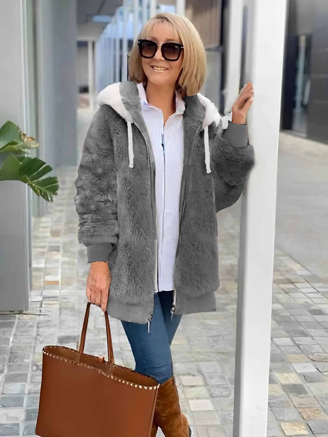 Damen Winter Oberbekleidung Retro Unifarben Langarm Schalkragen Jacke