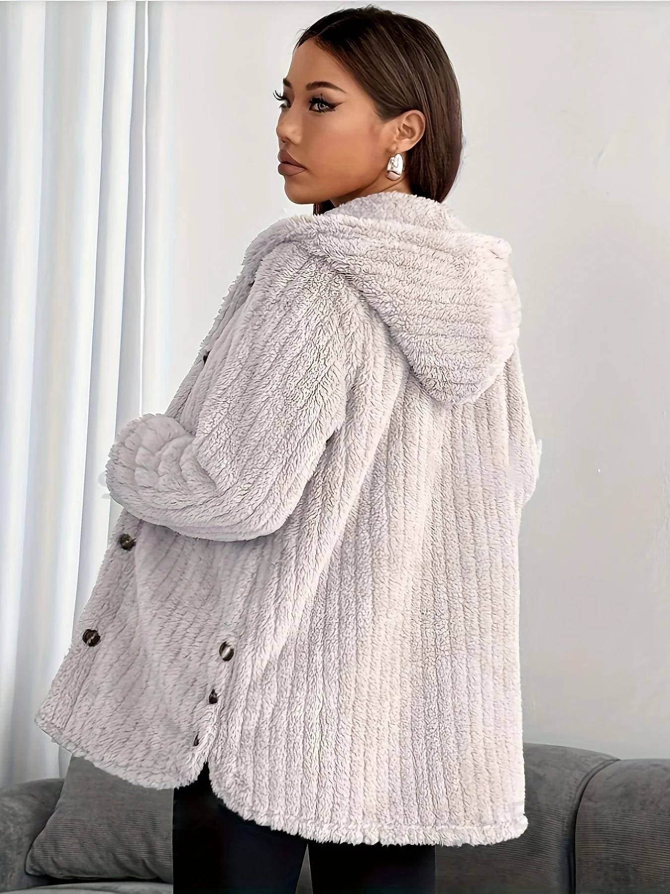 Damen Frühling/Herbst Oberbekleidung Lässig Unifarben Langarm Kapuze Jacke