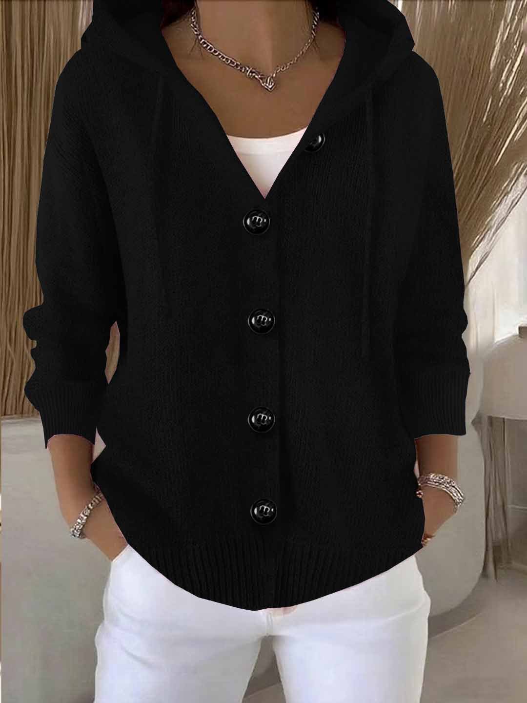 Damen Unifarben Ärmellos Bequem Retro Strickjacke