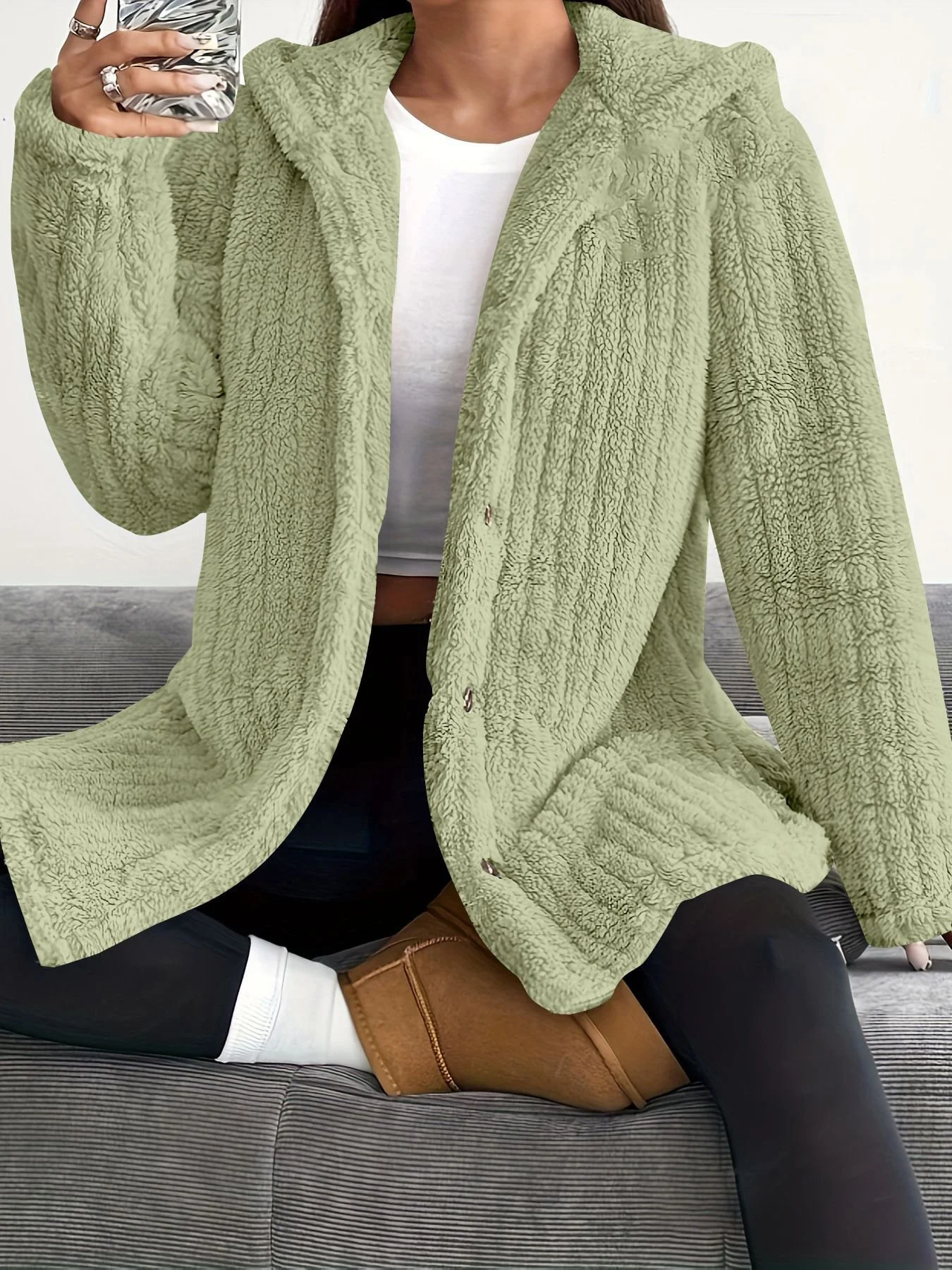 Damen Frühling/Herbst Oberbekleidung Lässig Unifarben Langarm Kapuze Jacke