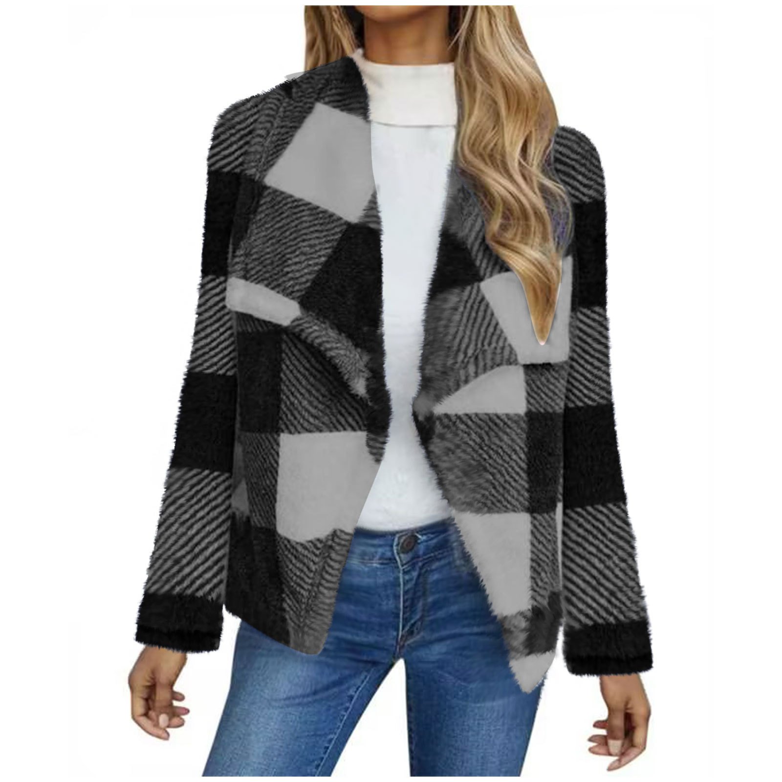 Damen Frühling/Herbst Oberbekleidung Lässig Gestreift Langarm Schalkragen Jacke