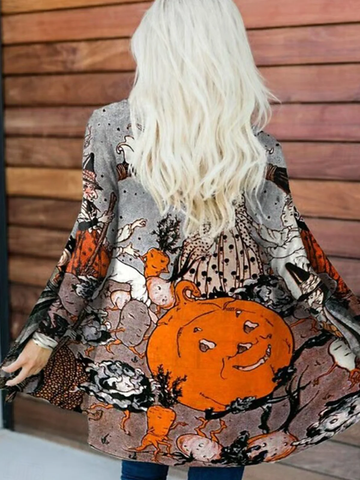 Damen Frühling/Herbst Oberbekleidung Retro Halloween Langarm V-Ausschnitt Jacke