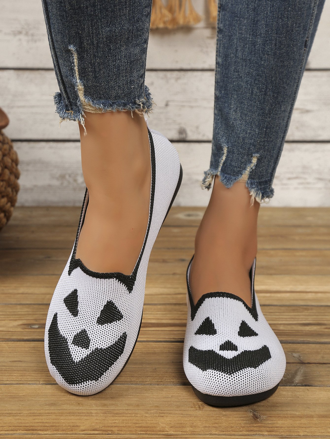 Lässig Geometrisch Slip On Flach Flache Schuhe