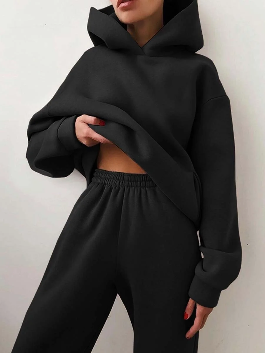 Damen Unifarben Nahtverarbeitung Zweiteiliges Set Täglich Langarm Lässig Frühling/Herbst Bluse mit Hose Matching Set