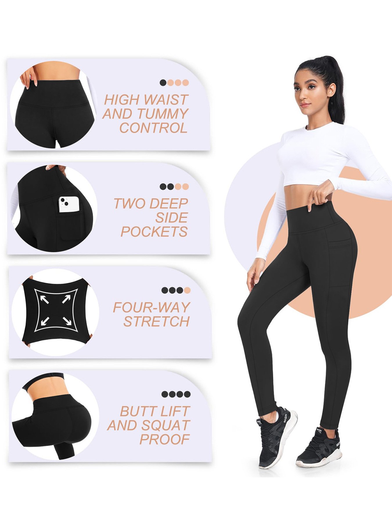 Damen Unifarben Retro Winter Lang Leggings