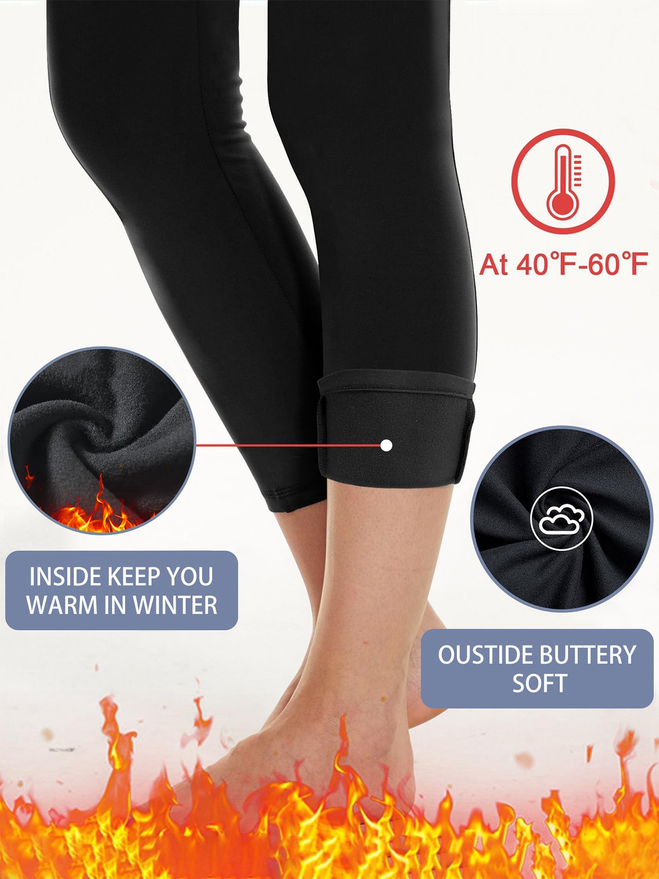 Damen Unifarben Retro Winter Lang Leggings