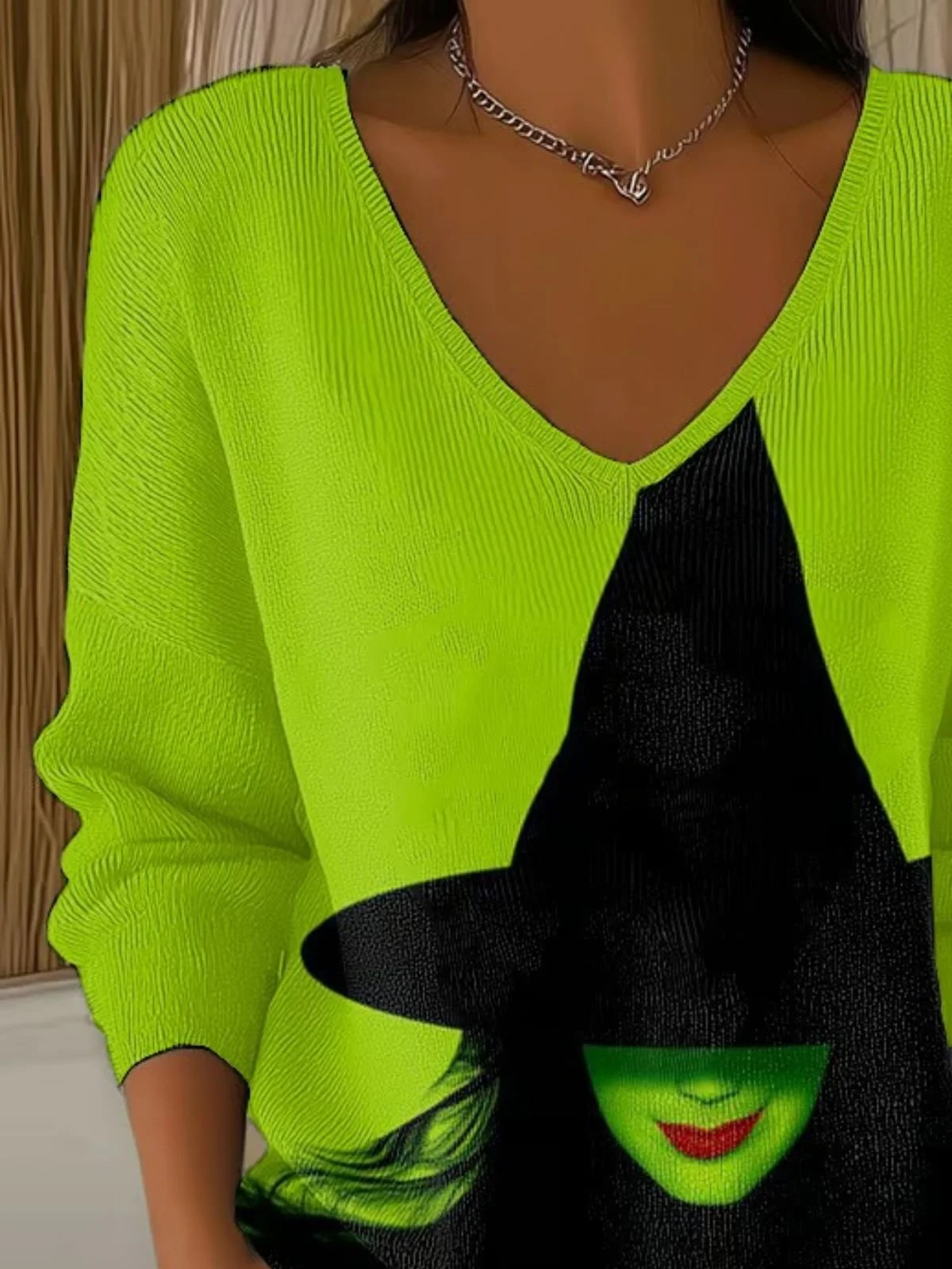 Damen Baumwolle Halloween Langarm Bequem Lässig Pullover