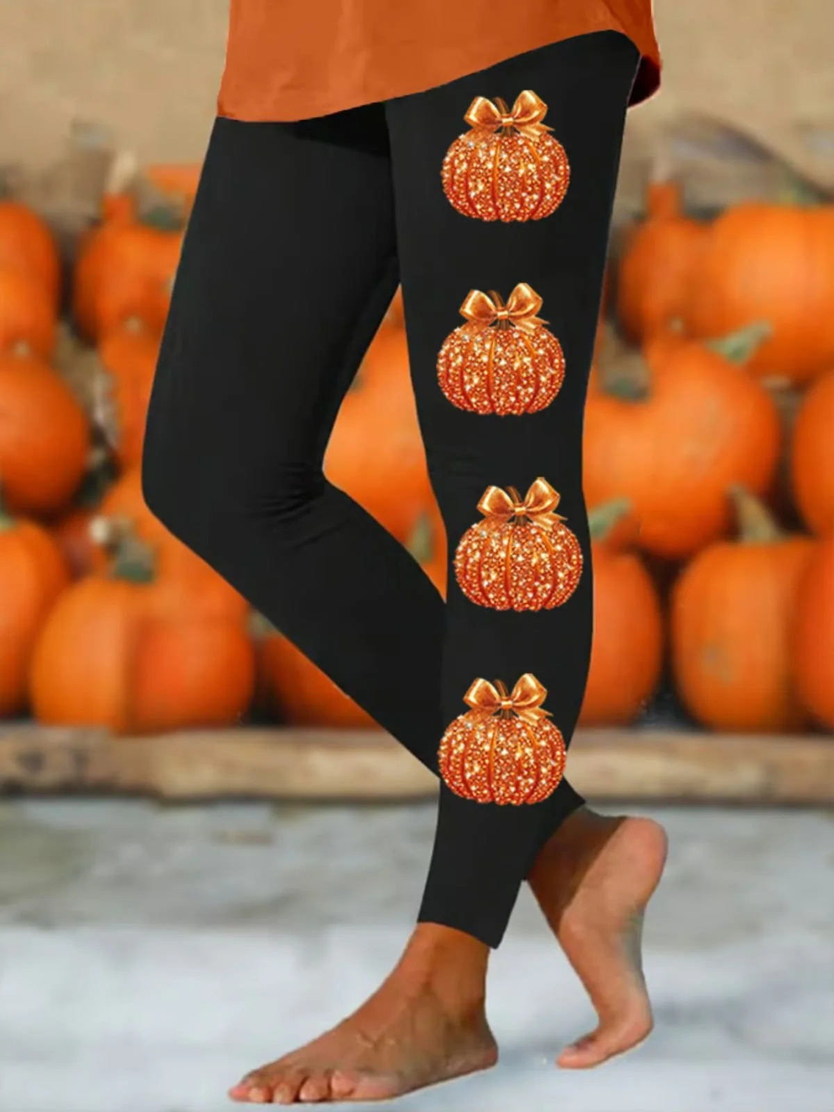 Damen Halloween (Kürbis) Lässig Alle Jahreszeiten Lang Leggings