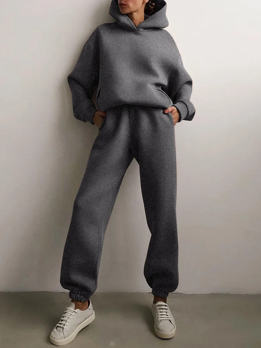 Damen Unifarben Nahtverarbeitung Zweiteiliges Set Täglich Langarm Lässig Frühling/Herbst Bluse mit Hose Matching Set