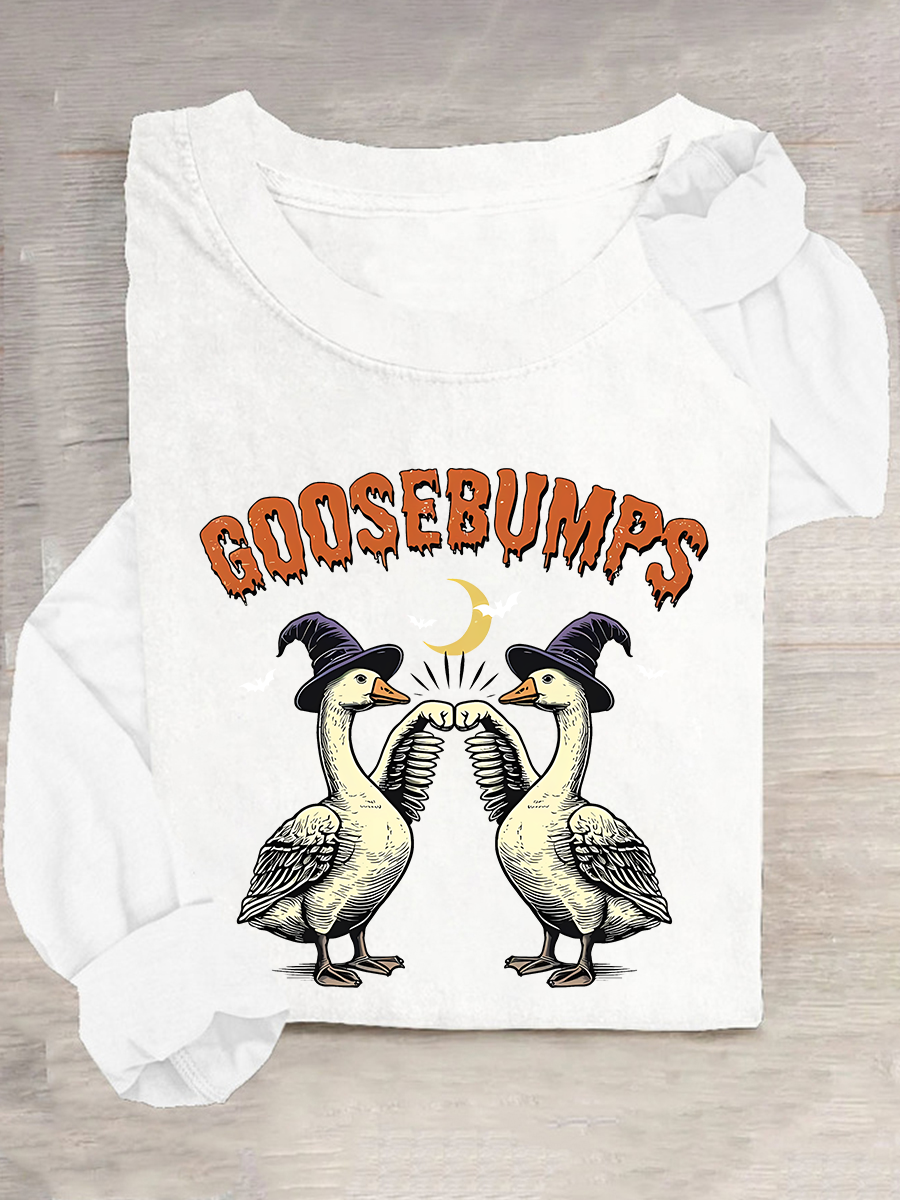 Rundhals Langarm Halloween Regelmäßig Mittlere Elastizität Weit Bluse für Damen