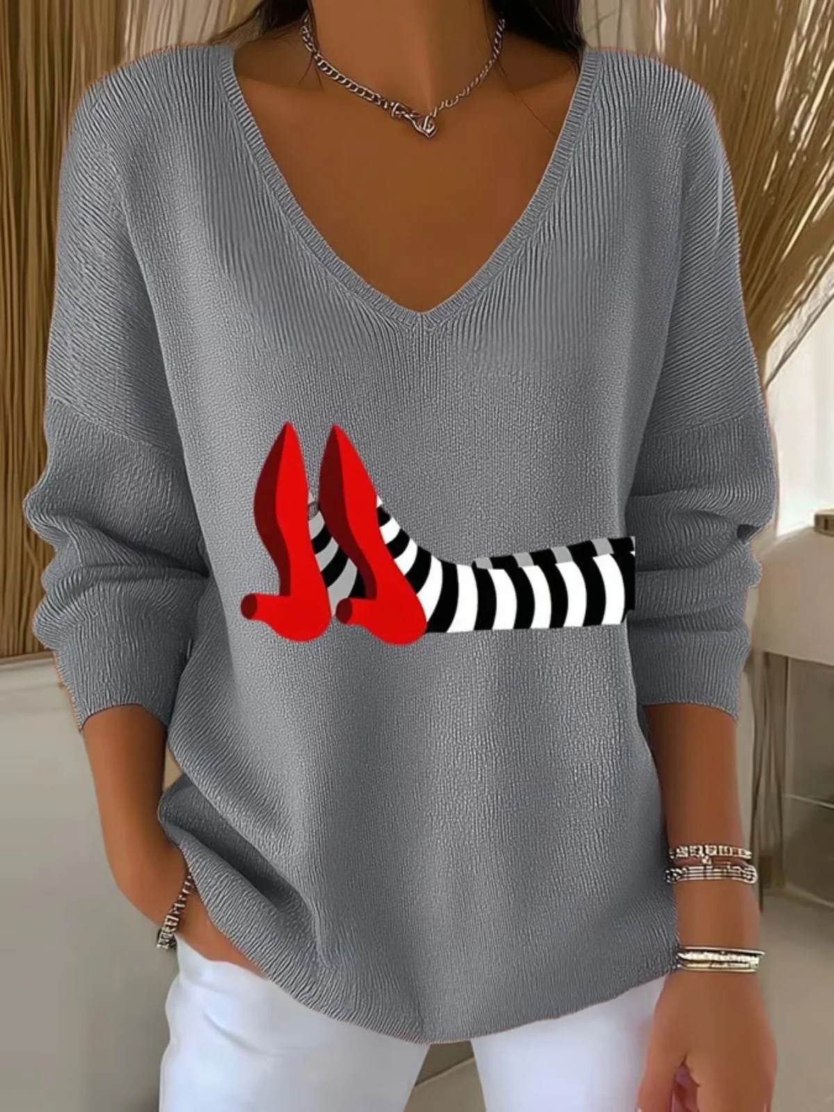 Damen Baumwolle Halloween Langarm Bequem Lässig Pullover