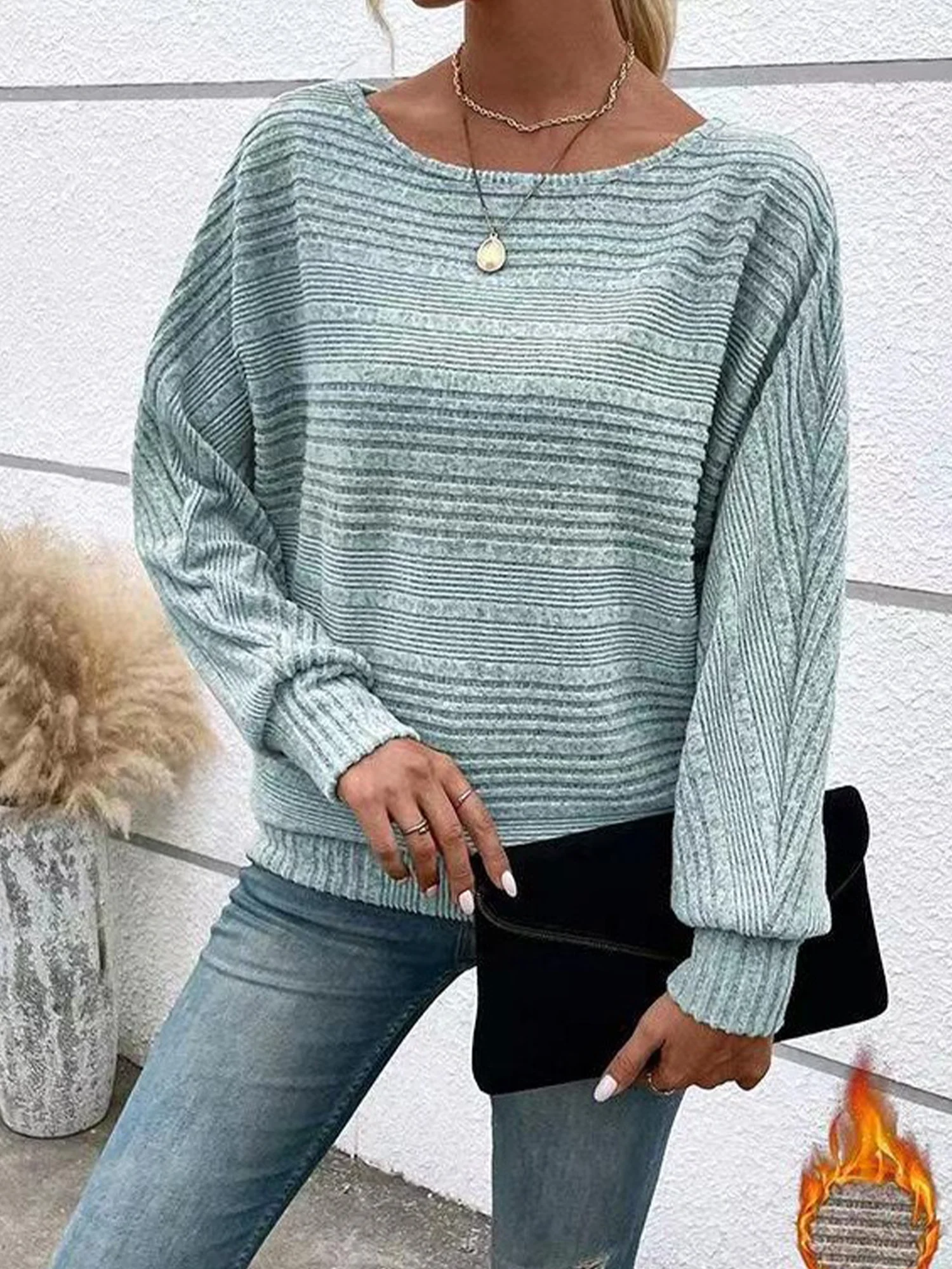 Rundhals Langarm Unifarben Regelmäßig Mikroelastizität Weit Bluse für Damen