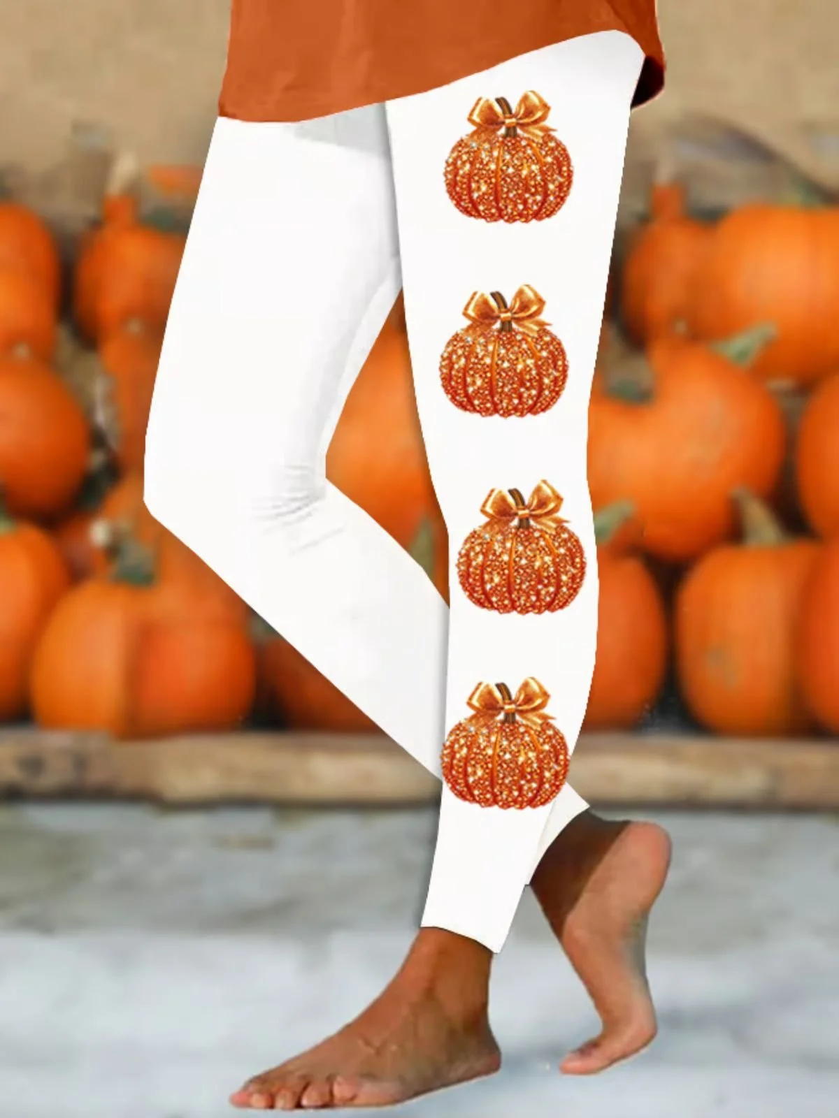 Damen Halloween (Kürbis) Lässig Alle Jahreszeiten Lang Leggings
